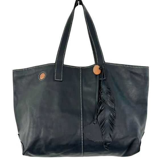 KRIS Designs Handmade Large Navy Leather Tote India - Picture 1 of 16